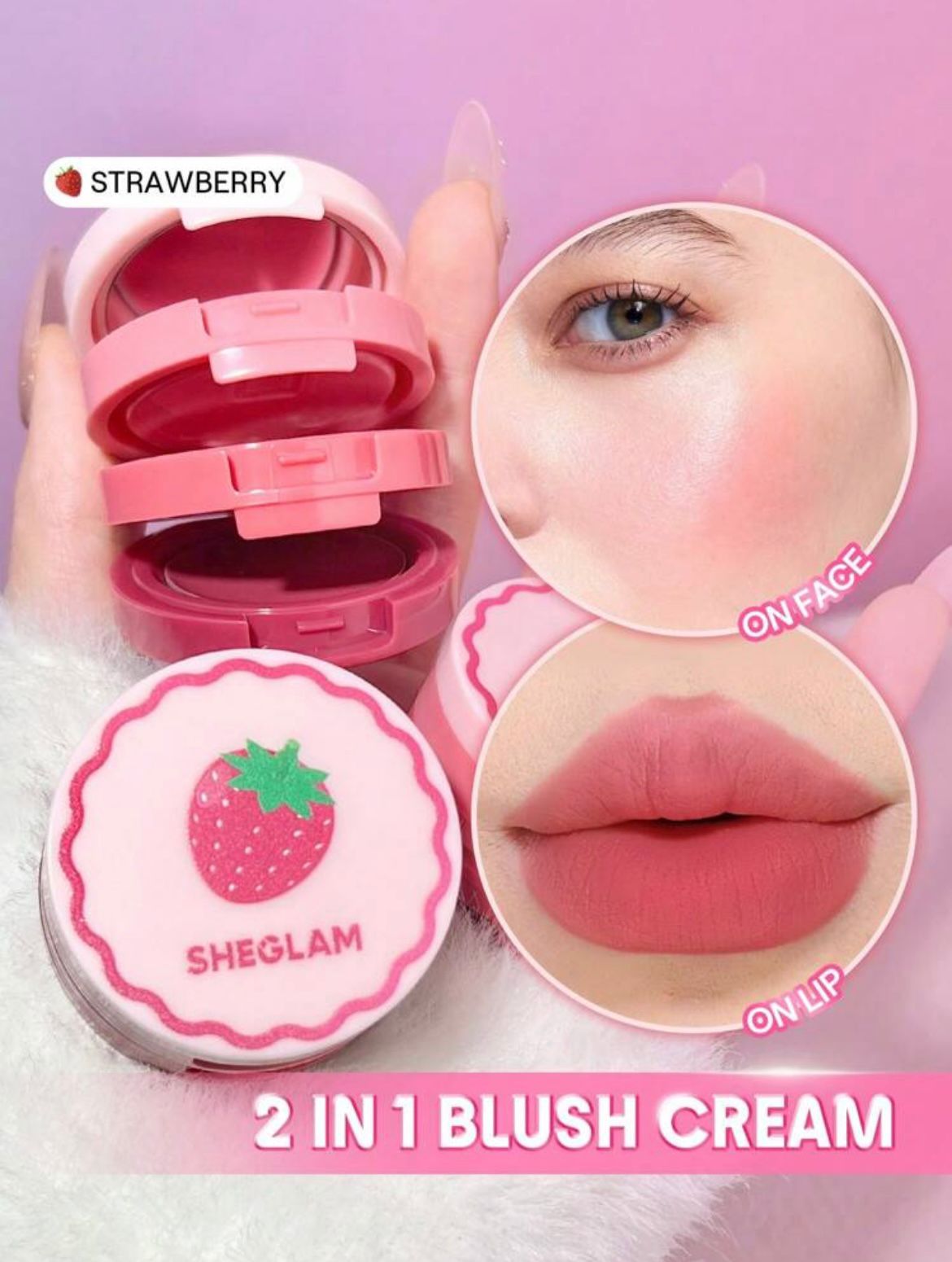 SHEGLAM Strawberry Whirl Cheek & Lip Cream Stack