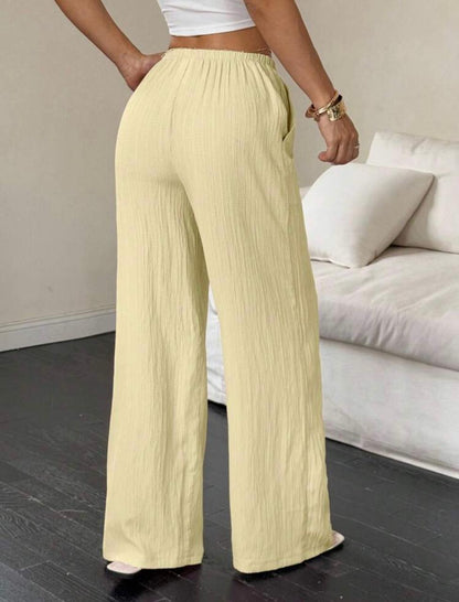 Flirla Women's Solid Color Fashionable Long Pants, Suitable For Summer