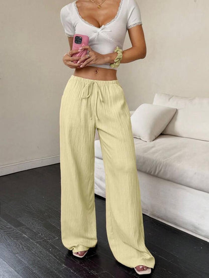 Flirla Women's Solid Color Fashionable Long Pants, Suitable For Summer