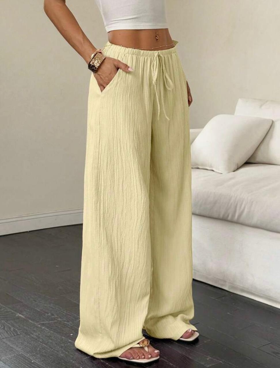 Flirla Women's Solid Color Fashionable Long Pants, Suitable For Summer