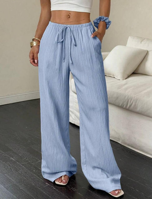 Flirla Women's Solid Color Fashionable Long Pants, Suitable For Summer