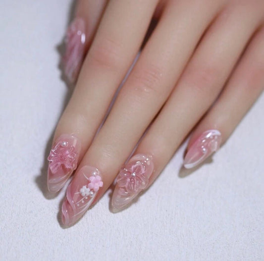 3D Floral Nail Decoration Ombre Rose