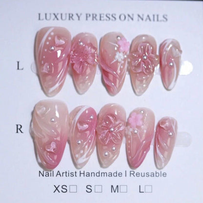 3D Floral Nail Decoration Ombre Rose