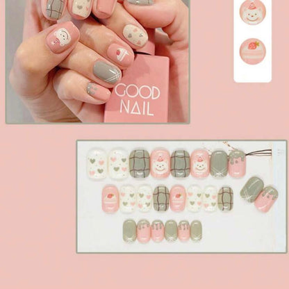 24pcs Christmas Elements Glossy Short Squar