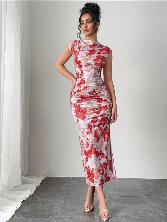 Firerie Women Watercolor Floral Print Slim-Fit