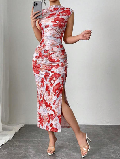 Firerie Women Watercolor Floral Print Slim-Fit