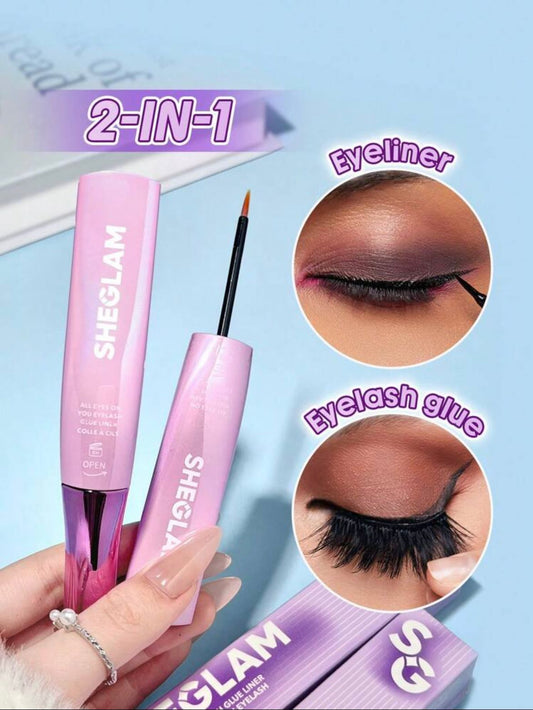 SHEGLAM All Eyes On You Eyelash Glue Liner-Black 2 In 1 Waterproof Liquid Eyeliner