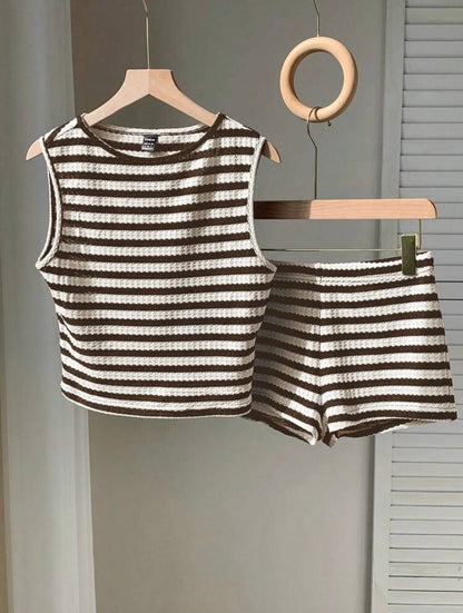 Comfortcana 2pcs/Set Summer Women Striped