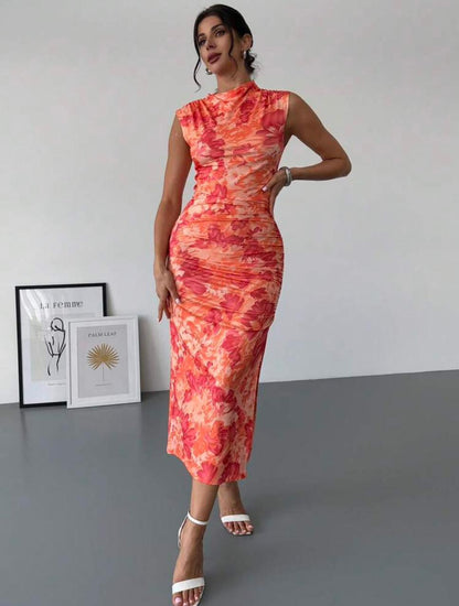 Firerie Women Watercolor Floral Print Slim-Fit