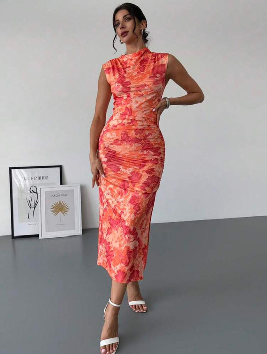 Firerie Women Watercolor Floral Print Slim-Fit